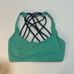 Lululemon Sports Bra - Free to Be - Teal & Navy Strap Back Sz 4